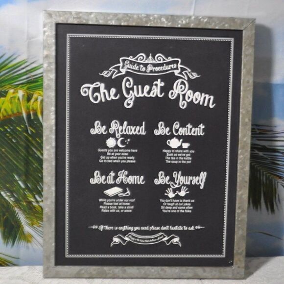 Guest Room Sign Metal Framed 18 X 14 - Picture 1 of 4